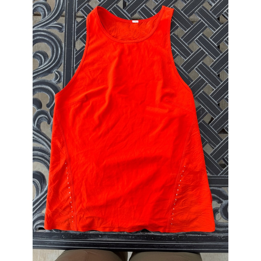 Lululemon Swiftly Tech Racerback Tank Top Orange Red Jacquard Swirl Size 4